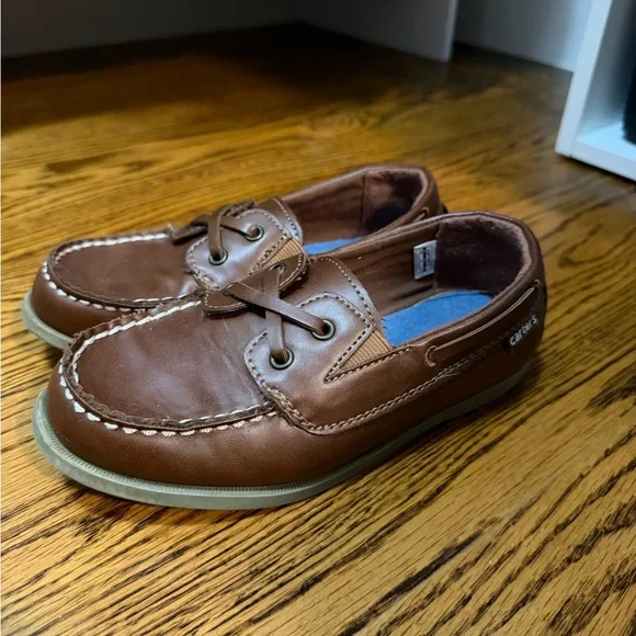 Carter's Brown Leather-Style Kids Boat Shoes
