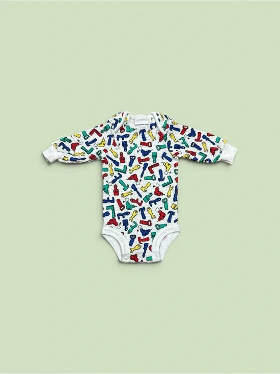 Vintage 90s Carter’s Long Sleeve Thermal One Piece Size 0-6mo NEW Tool Print