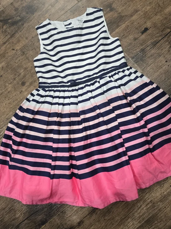 Carter's Navy, White & Pink Striped Sleeveless Fit-and-Flare Dress