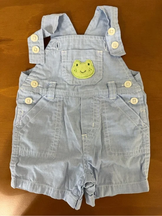 Carters Light Blue Frog Newborn Short Overalls