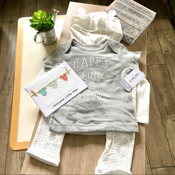 CARTERS 3 pc set with FREE Handmade card NWT❤️