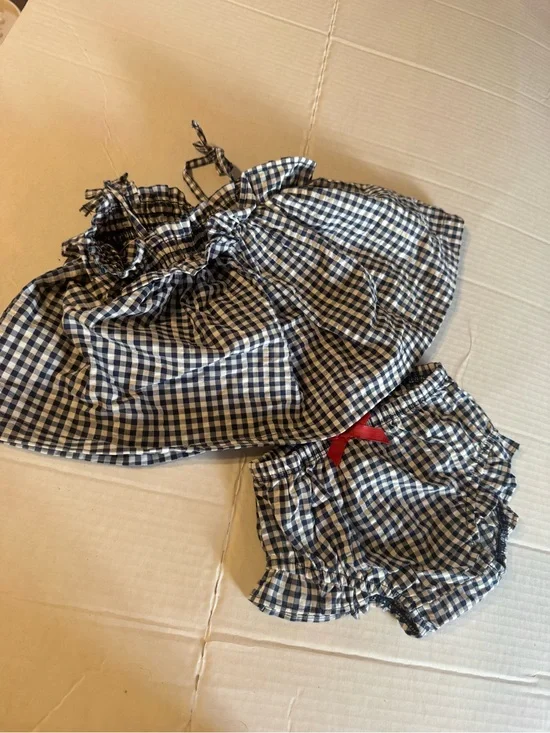 Carter's Navy and White Gingham Infant Two-Piece Set