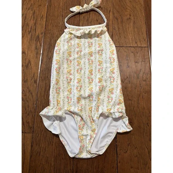 Minnow Swimsuit Stripe Fruit Flowers Halter One Piece Swimsuit Girls 7/8