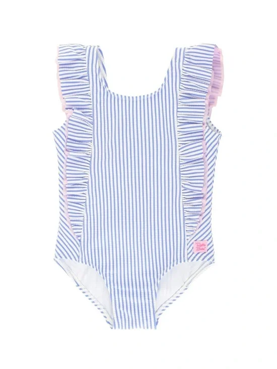 Seersucker Waterfall One Piece Swimsuit