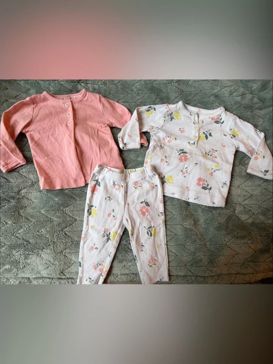 Carter's Pink Floral Long-Sleeve Pajama Top & Floral Leggings Set