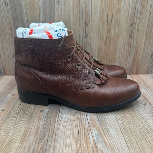Ariat Brown Leather Lace Up Ankle Boots Womens Size 8.5