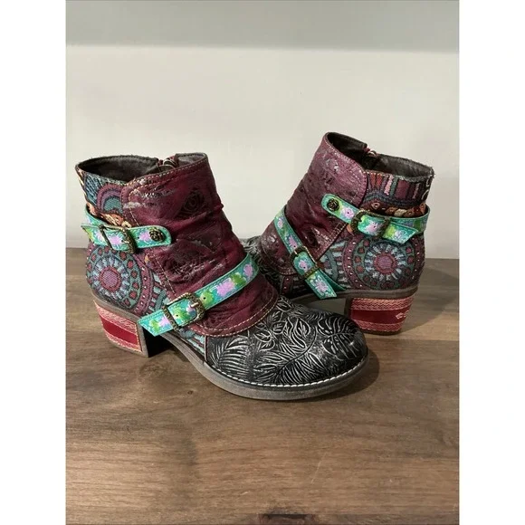 Socofy Bohemian Style Ankle Festival Boots Size  39/ US 8.5
