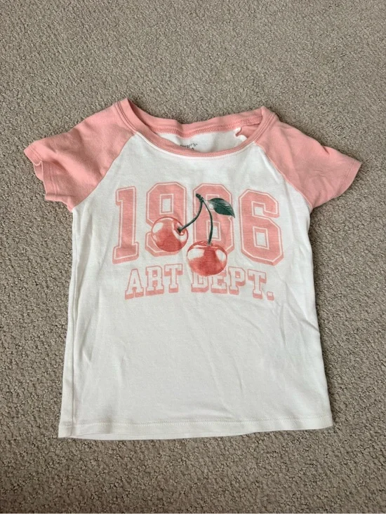 Carter's Pink & White Cherry Raglan Tee