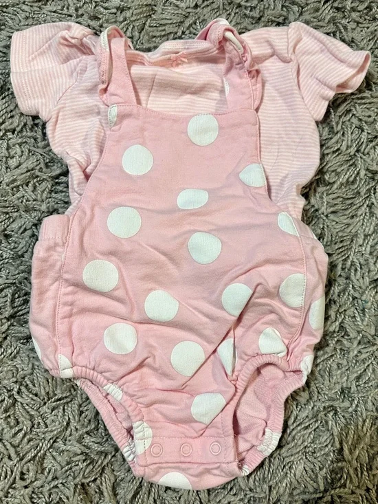 Carter's Pink and White Polka Dot Footed One-Piece