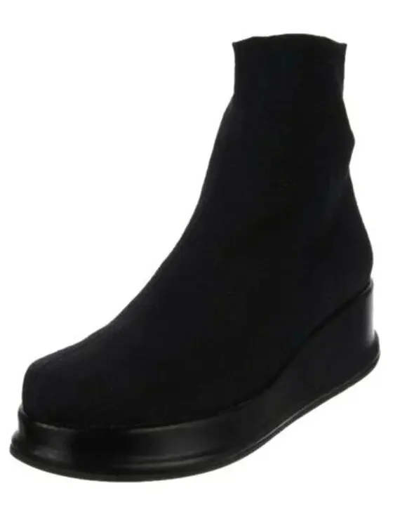 Robert Clergerie Quaras Stretch Knit Platform Leather Sock Boot Vintage