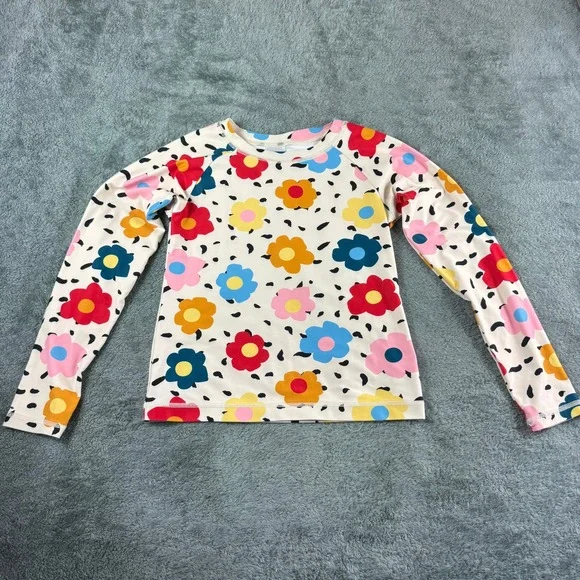 Hanna Andersson Girls 10 Cream Floral Long Sleeve Rash Guard Sun‎ Shirt Swim Top