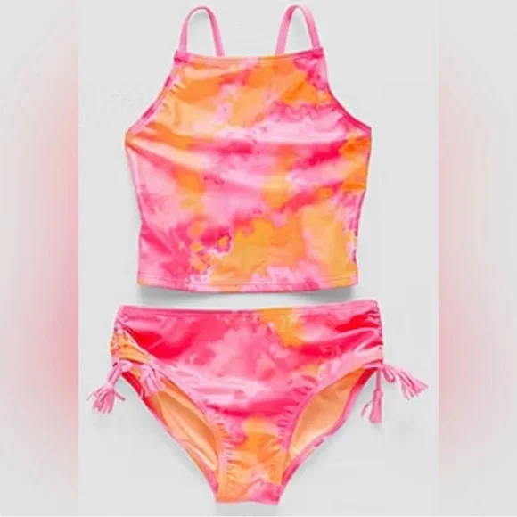 Thereabouts Girls Creamsicle Tie Dye Tankini Set NWT Size XL 16
