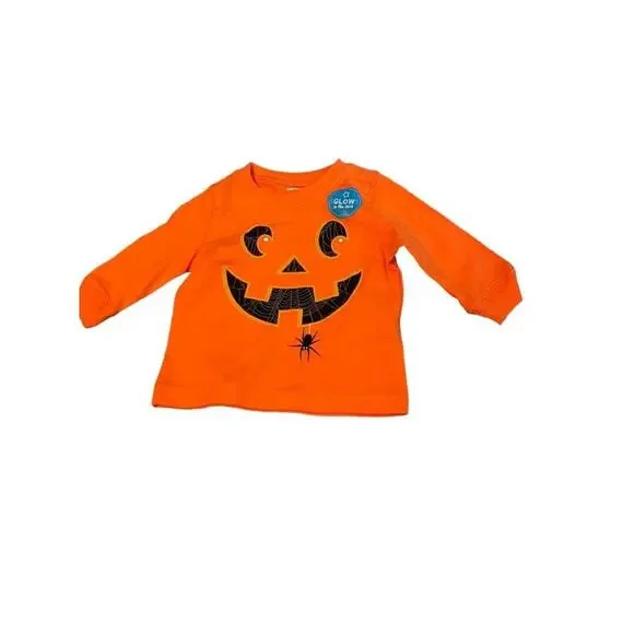 3M Carter's Glow in the Dark Halloween Shirt Jack-o-lantern NWT