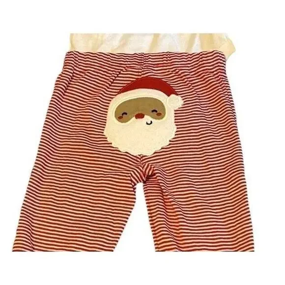 12M Carter's 2 Pc Christmas Outfit Set Snap Crotch Stirped Pants NWT