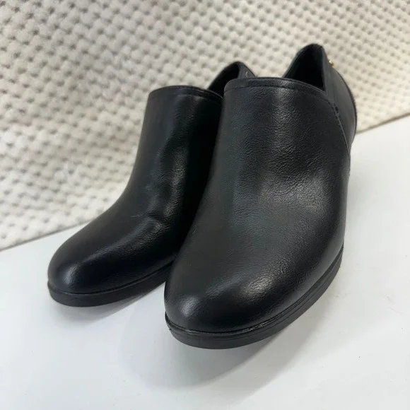 Flex Step Malcolm Wide Ankle Booties Women 8.5W Black Block Heel Slip On Boots