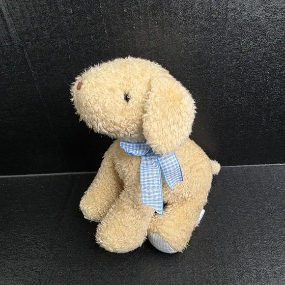 Carters Prestige Toy Corp Tan Dog Rattle Plush 2452 Blue Gingham Bow Stripe Paws