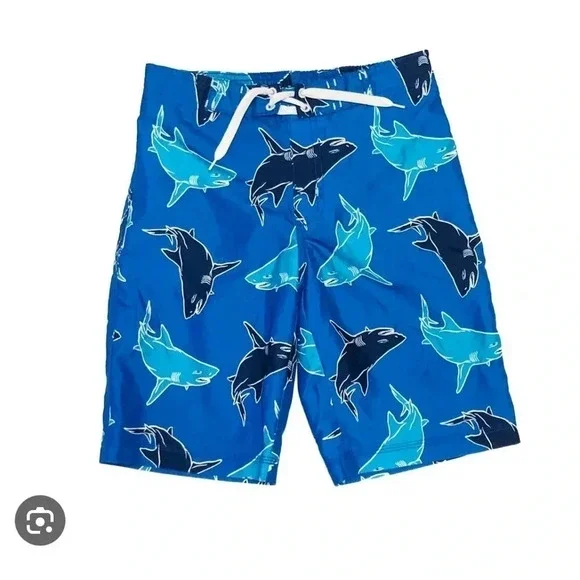 Gymboree shark bathing suit size 7/8 blue swim trunks beach pool