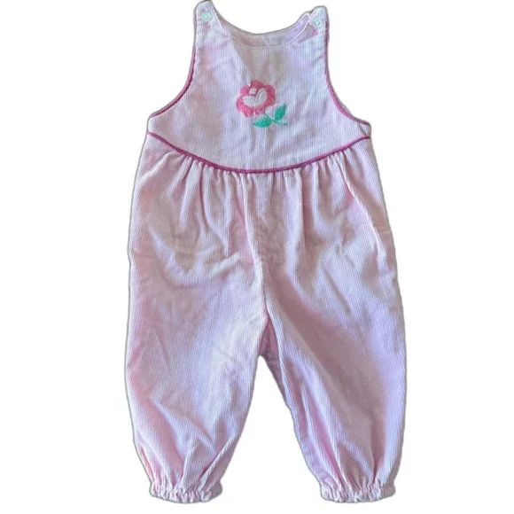 Vintage Carter's Pink Flower Corduroy Overalls Girls' 9 Months