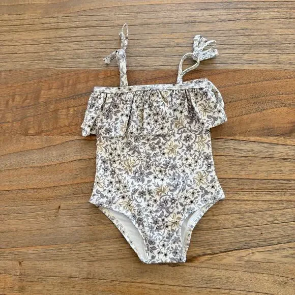 Rylee + Cru Ruffle One Piece Blue Floral - Size 3-6 months