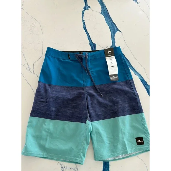 ONeill Hyperfreak Boys Board Shorts Blue Teal Tri-Block Size 29 New
