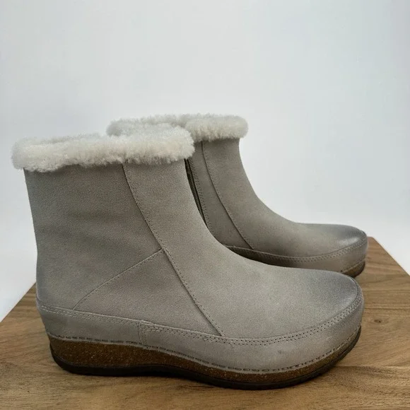 New Womens Dansko Mitzy Stone Burnished Suede Booties Boots‎ Size 39 8.5/9