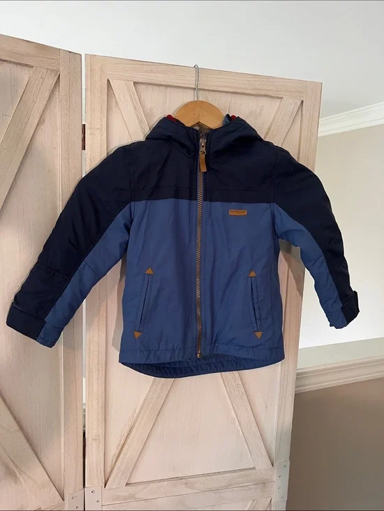 Carter's Light Blue Hooded Jacket with Navy Trim