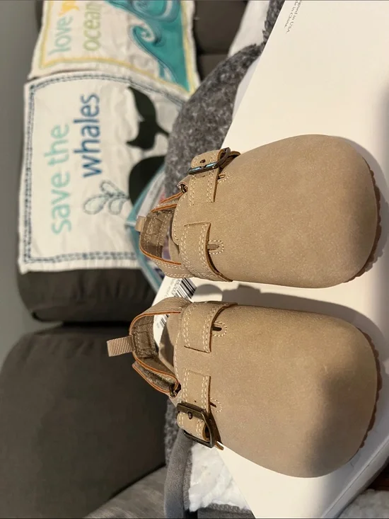 Kids Tan Suede Mary Jane Shoes