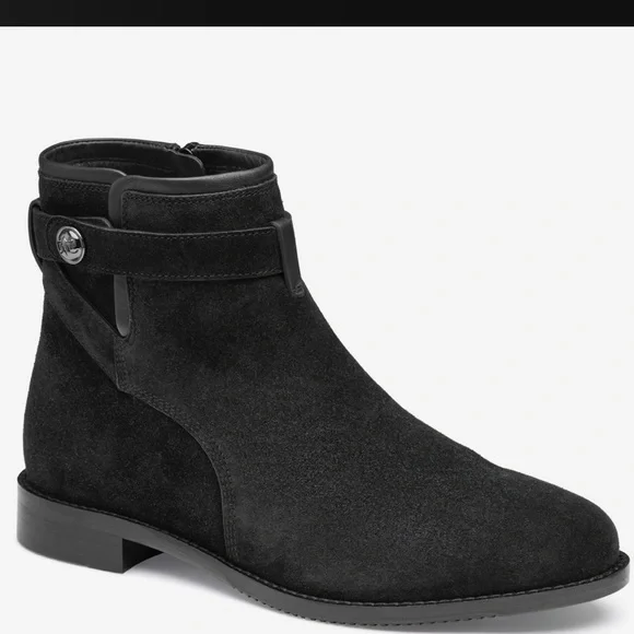 ▶️ Johnston & Murphy ◀️ Darby Snap Bootie All Leather Black Suede Women’s 8