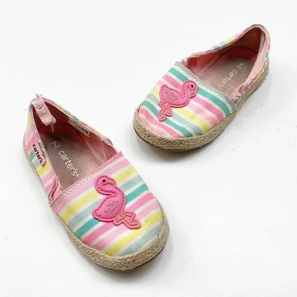 Carter's striped flamingo baby girls shoes