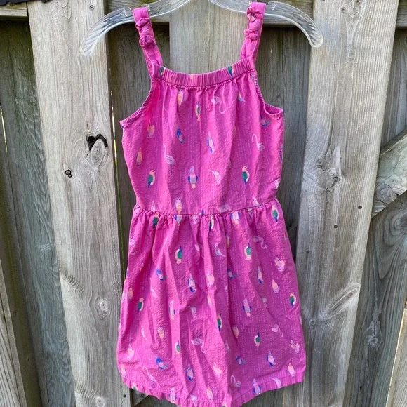 CARTER’S Tank Dress Fuchsia Pink Vertical Gold Stripe