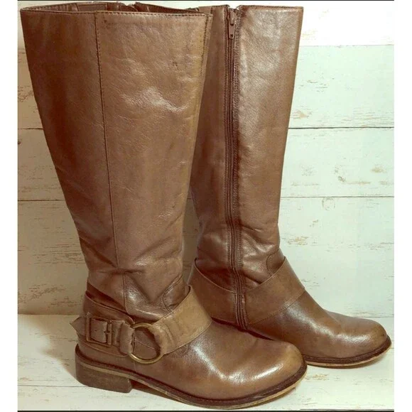 Steve Madden Toureg Leather Buckle Riding Boots 8.5