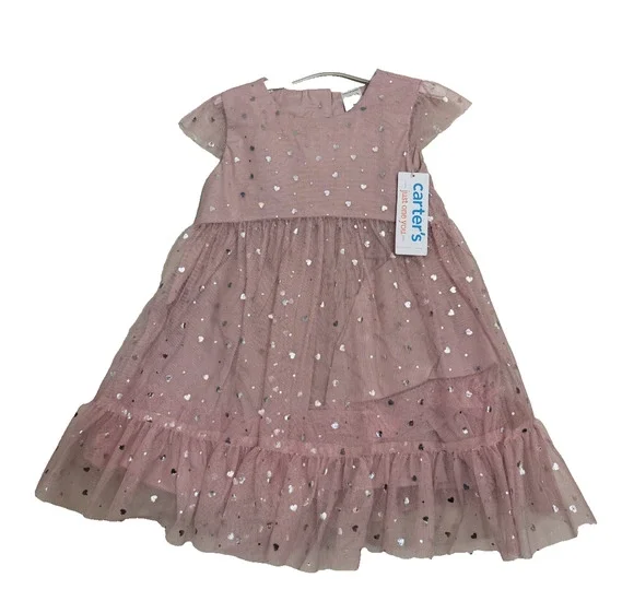 Carter's Just One You Baby Girls' 2pc Holiday Glittery Tulle Dress Pink 3M