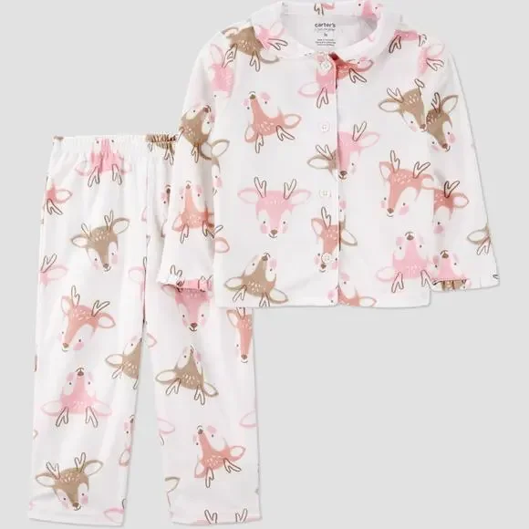 Carter's Just One You Toddler Girls' 2pc Christmas Reindeer Pajama Set 18M Pink