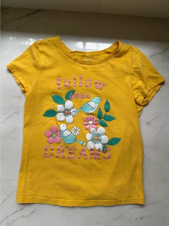 Carter's Yellow 'Follow Your Dreams' Floral & Bird Graphic Tee