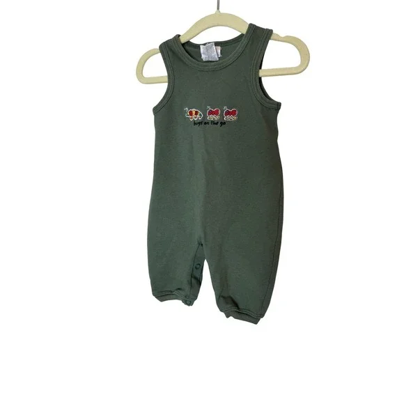 Carter's Romper Baby Boys 0-3‎ Months Green Bugs On The Go One Piece Vintage