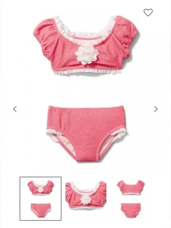 Janie and Jack‎ Pink Ruffle Two-Piece Swim Set with White Flower