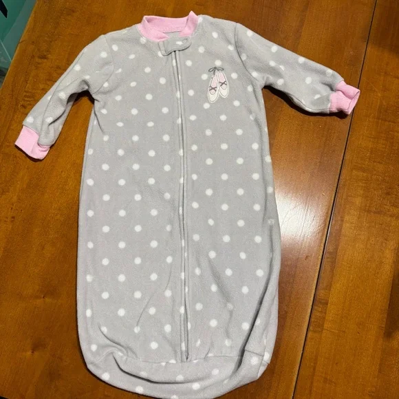 Carters gray polka dot ballet shoes zip sleep sack‎ OS