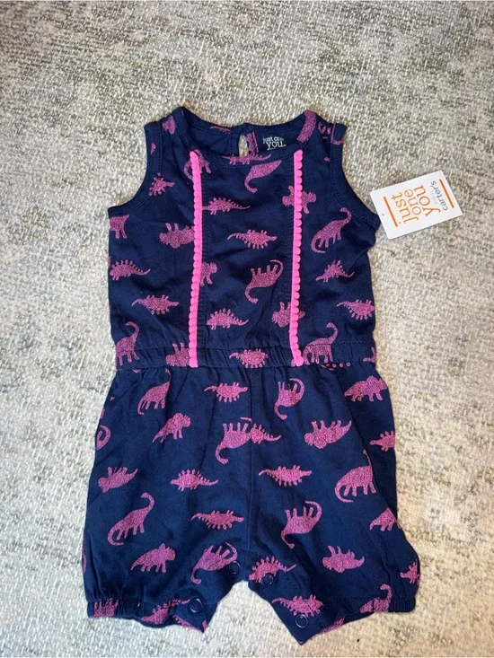 Carter's Navy and Pink‎ Dinosaur Romper