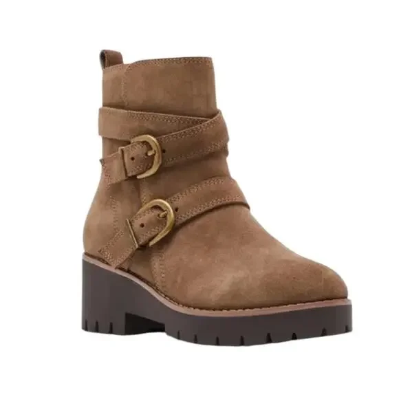 NWOT Blondo Dazie Waterproof Buckle Taupe Suede Booties – Sz 11M