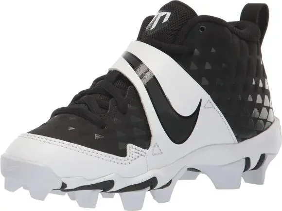 NIKE KIDS' FORCE TROUT 6 KEYSTONE BASEBALL CLEATS BLACK/WHITE, NUMERIC_4_POINT_5
