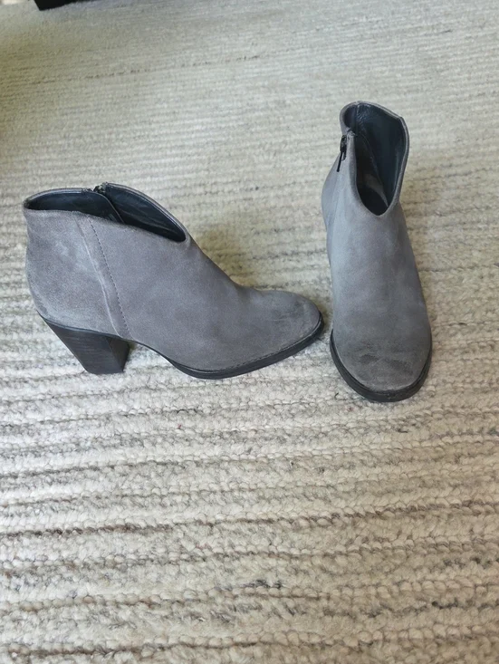 Paul Green Grey Suede Ankle Booties with Side Zip