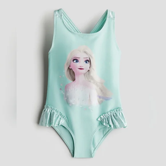 H&M X Disney Swim One Piece - Light Teal Elsa