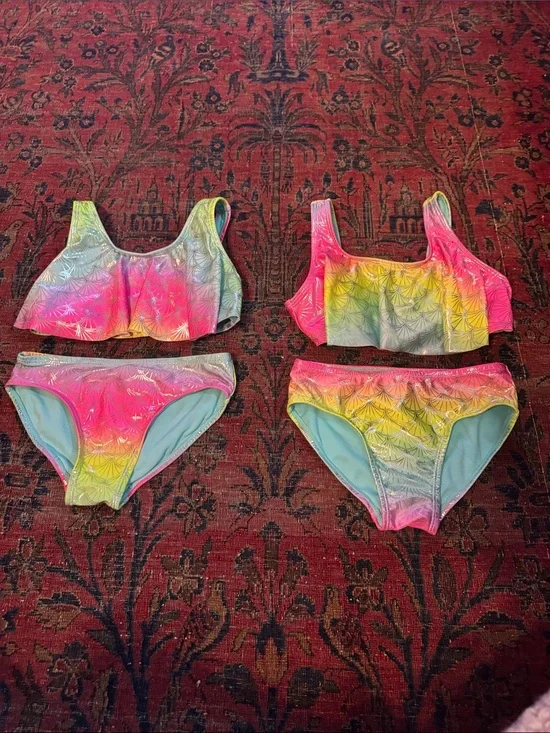 Girls Rainbow tie dye Bikini Sets X2