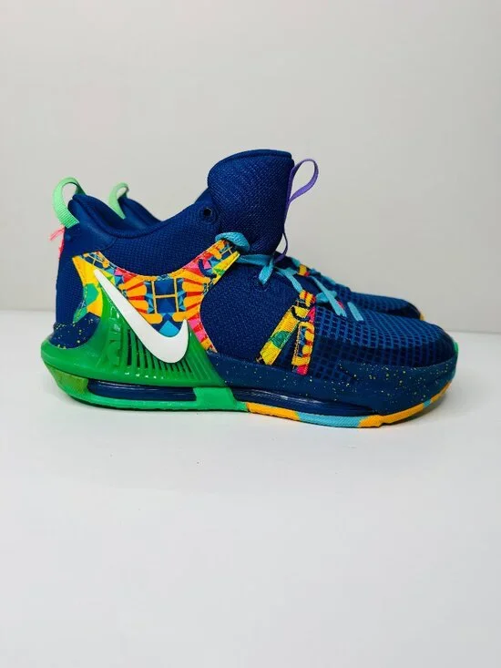 Nike Lebron Witness 7 Mid Kaleidoscope Kids 6.5Y High Top Lace Up Sneakers Color