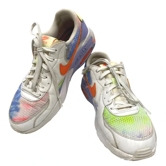 Nike‎ Air Max Excee Tie Dye Pastel Sneakers White Orange Lilac Youth Size 7Y
