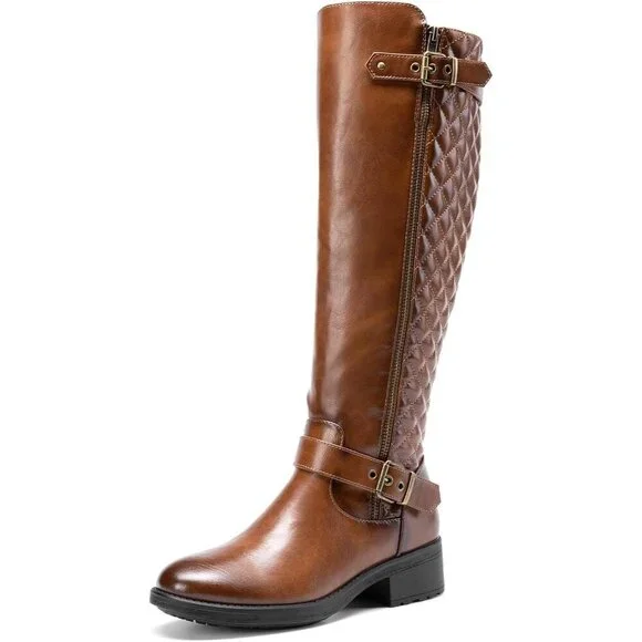 DREAM Tan PAIRDREAM PAIRS Comfortable Block Heel Side Zipper Biker Boots