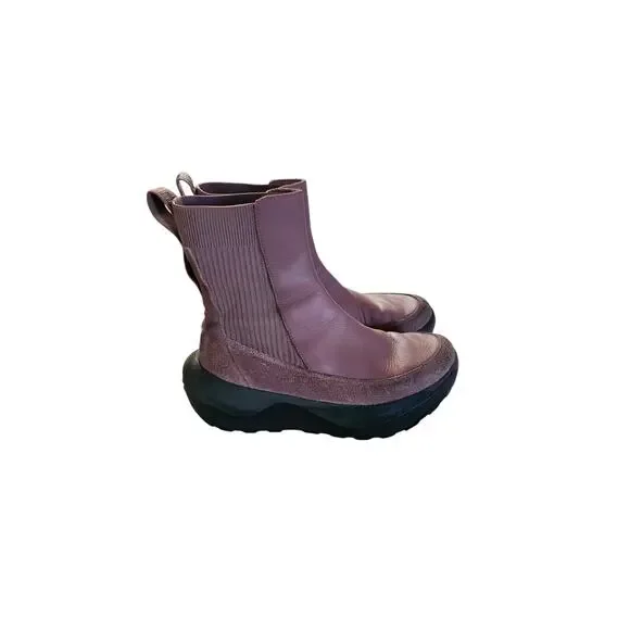 The North Face Halseigh Knit Women's Size 9 Mauve Purple Leather Chelsea Boots