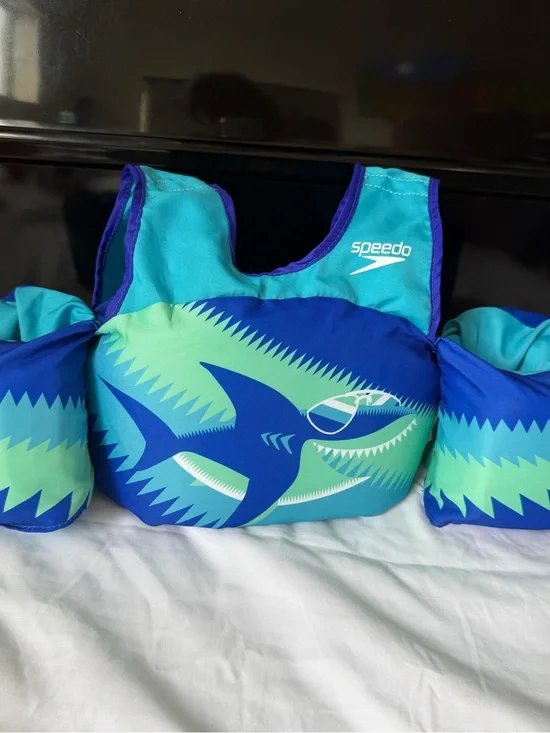 Speedo Kids Swim Vest - Teal & Royal Blue Shark Print
