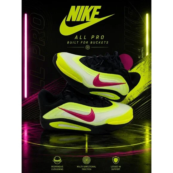 Nike A'One SE GS Blck Hypr Pink Volt A'ja Basketball Shoes 6Y 7.5W HQ2294-00