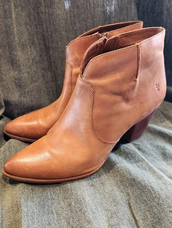 Frye Jennifer Ankle Boots Brown Leather Ankle Bootie